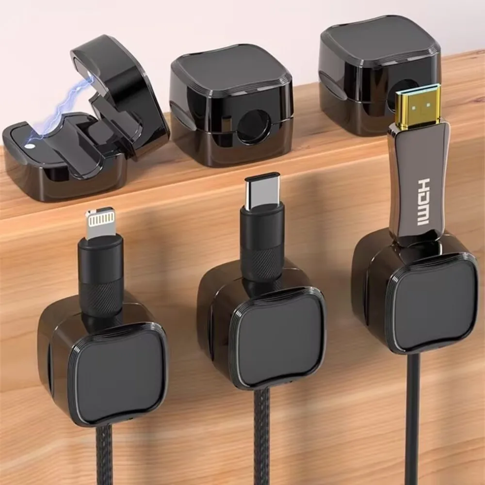 6pcs/bag Magnetic Cable Clip Cable Holder Adhesive Wire Keeper Cord Cable Organizer for Home Office Under Desk Management