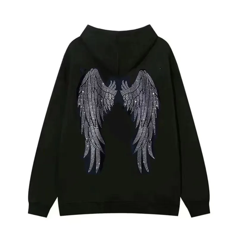 Men And Women Autumn Winter New Korean Hip Hop Heavy Big Wings Printing Sweater Trendy Clothes For Teens Street Couples Matching