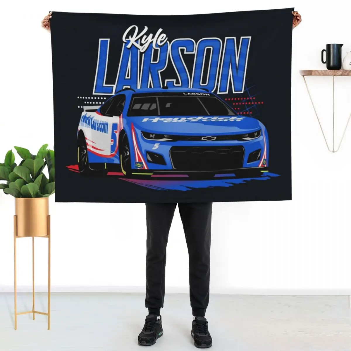 

Kyle Larson 2022 Nascar Throw Blanket Stylish Warm Blanket for Living Room Bedroom