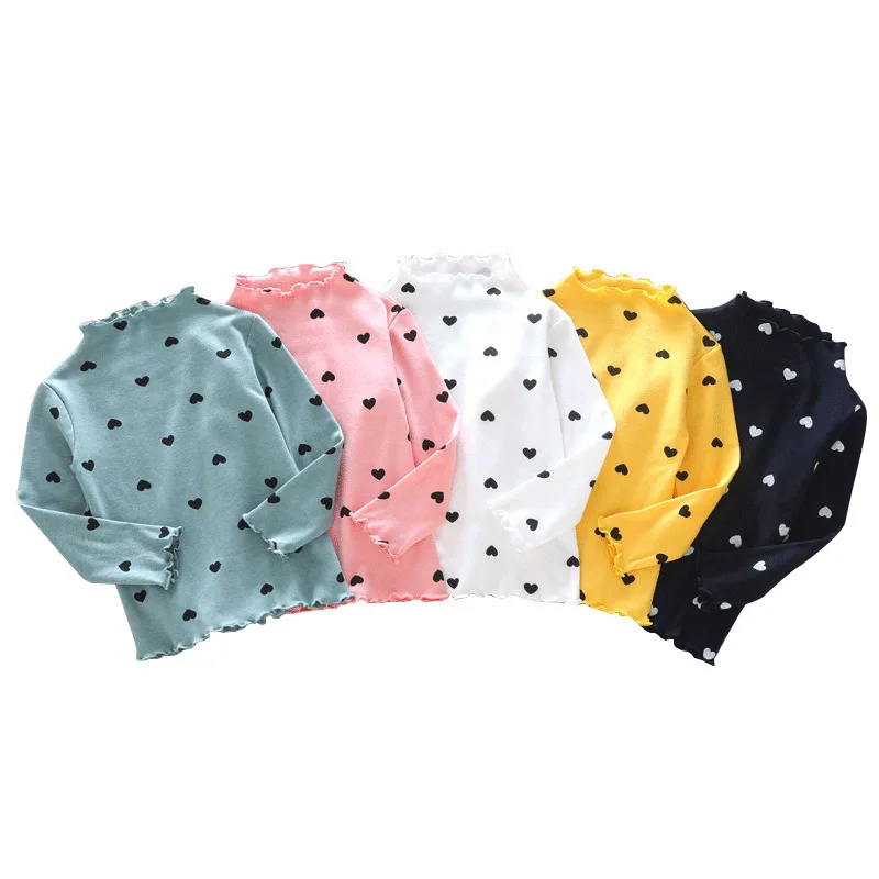 Cotton Dot Top T-shirt Baby Girl Solid Long Sleeve T Shirt Kids O-neck Toddler Shirts Autumn Girls T Shirts  Bottoming Tee Top