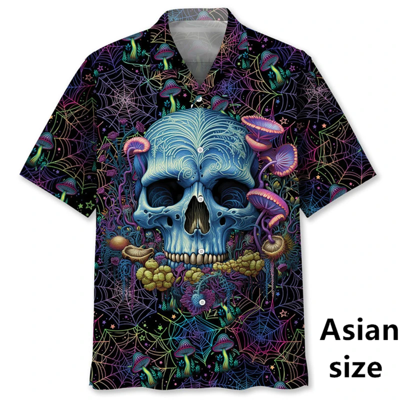 

Magic Mushroom 3d Print Hawaiian Shirt For Men Women Summer Casual Vacation Beach Shirts Button Short Sleeve Street Harajuku Top