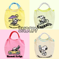 Snoopy Handbag Drawstring Bucket Bag Cartoon Embroidery Cosmetic Bags Large Capacity Tote Women Portable Fashion Phone Purse