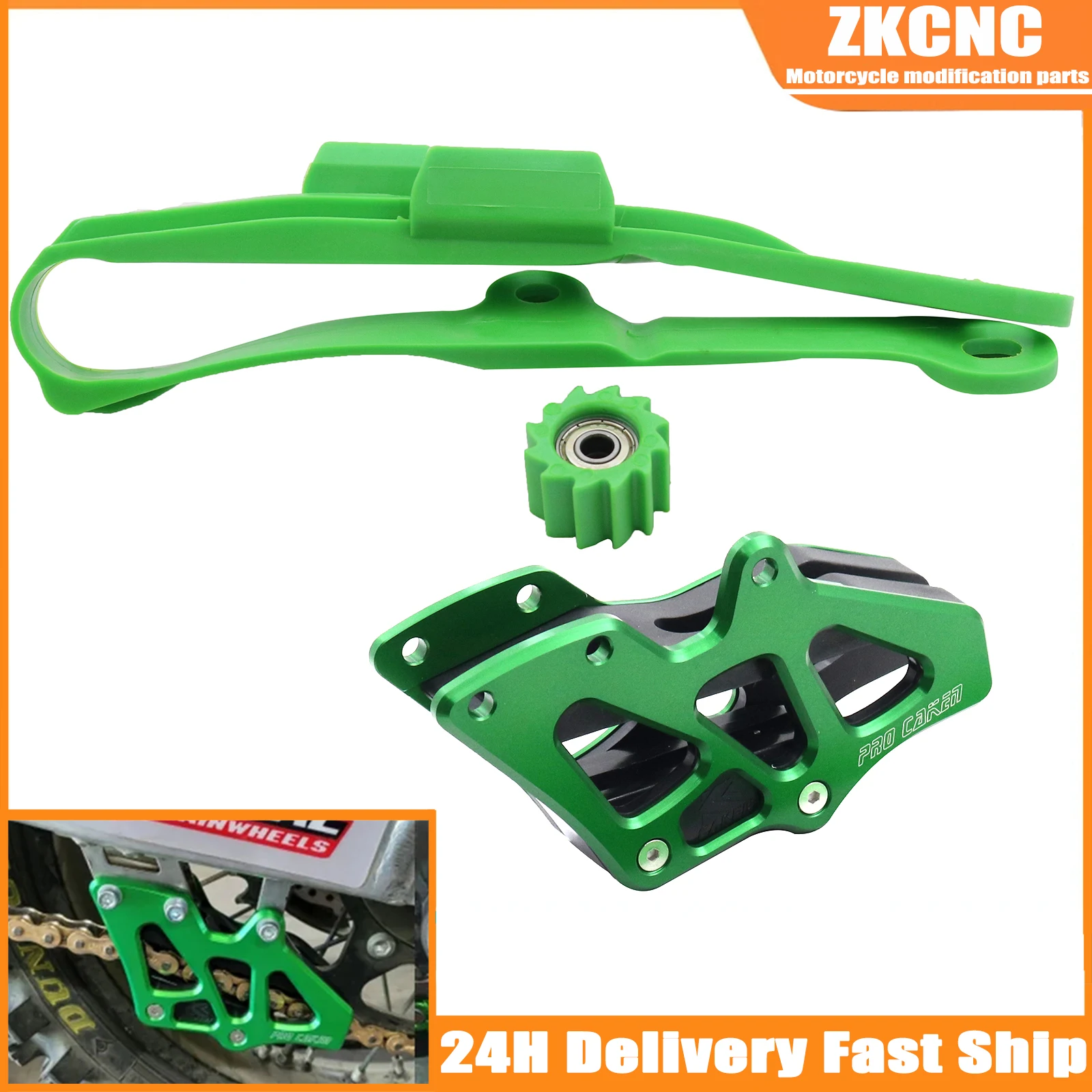 Motorcycle CNC Aluminum Chain Guide Chain Slider Guide Roller Swingarm Protector For Kawasaki KX 250F 450F KLX 450R 2008-2020