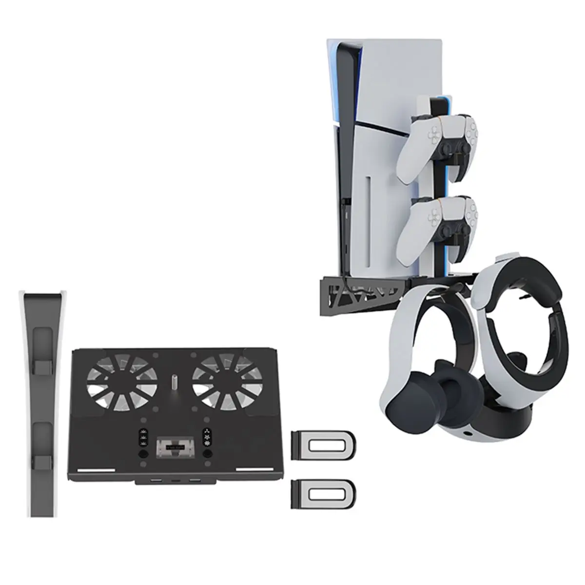 Charging Stand with Cooling Fan Charging Dock Station for Both /New Slim Consoles Disc & Digital,Headset Holder