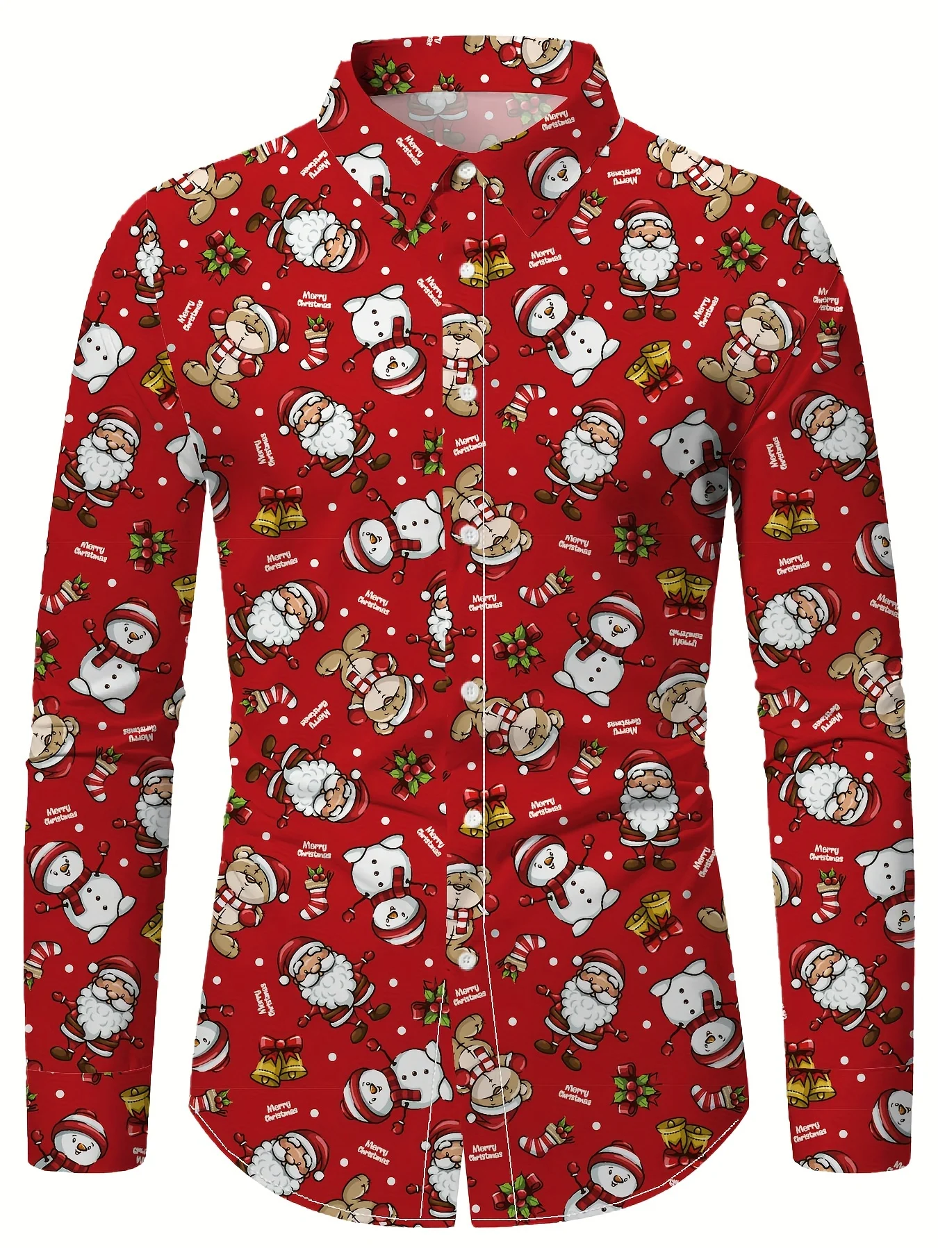 

Christmas Festival Theme Men's 3D Prints Red Formal Shirts Christmas Santa Claus Graphic Long Sleeve Shirt Fashion Men's Shirts