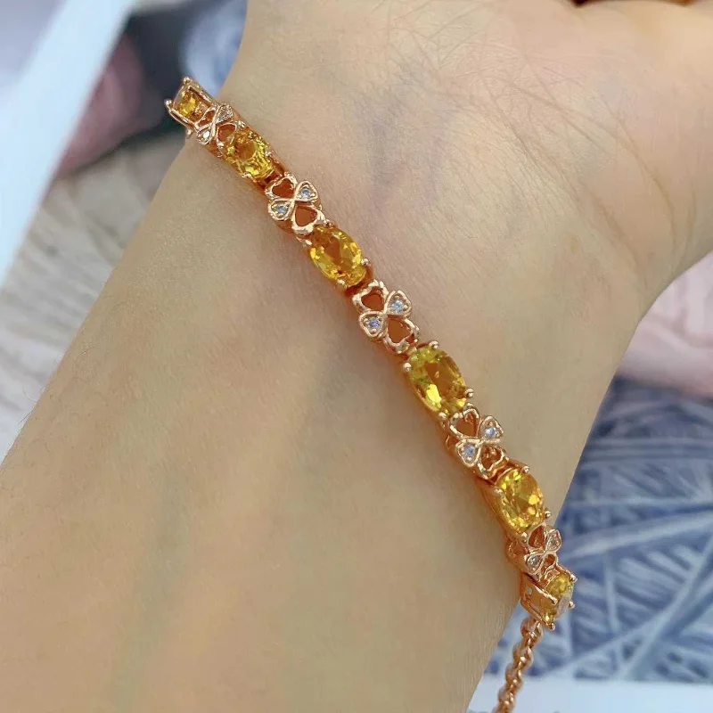 SACE GEMS New Arrival 925 Sterling Silver Natual Citrine Gemstone Bracelrts for Women Engagement Cocktail Party Fine Jewelry