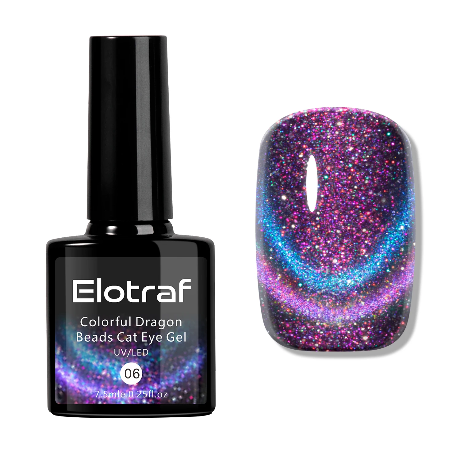 

Elotraf Cat Eye Gel Nail Polish,9D Chameleon Holographic & Double Magic Colors, Soak Off UV Light Professional Use for Salon