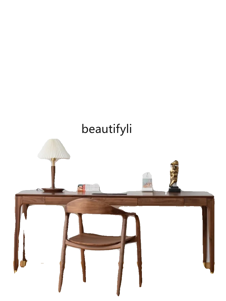 Noord-Amerikaanse zwarte portemonnee massief hout kersenhout bureau Scandinavische eenvoudige studeertafel bureau log bureau kantoor lade meubilair