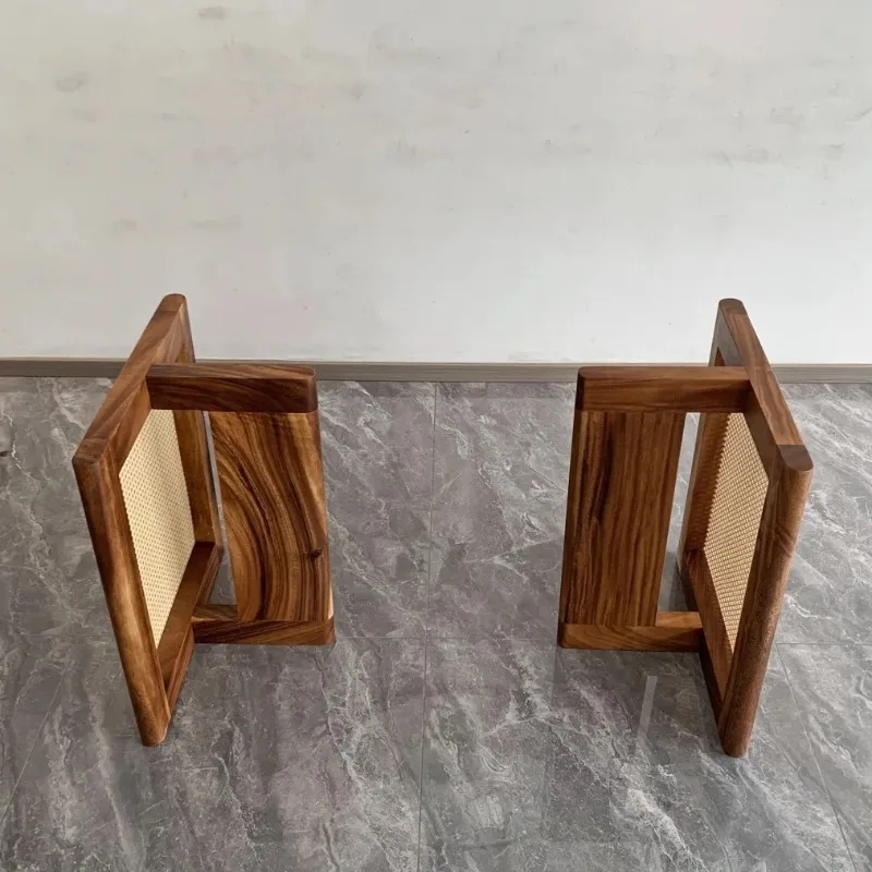 Walnut Rattan Table Base Triangular Leg Support Modern Minimalist Solid Wood Dining Table Frame Sturdy Durable Furniture Parts