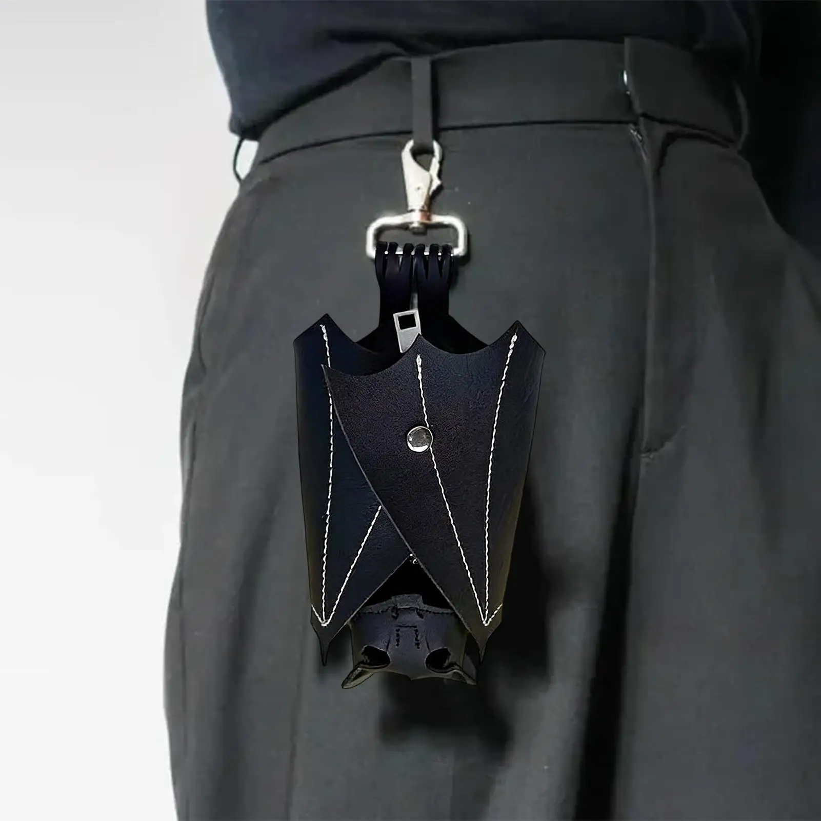 Coin Purse PU Leather Bat Gothic Bag Keychain Change Purse with Foldable Wings for Shopping Travel Work School Events Outdoor