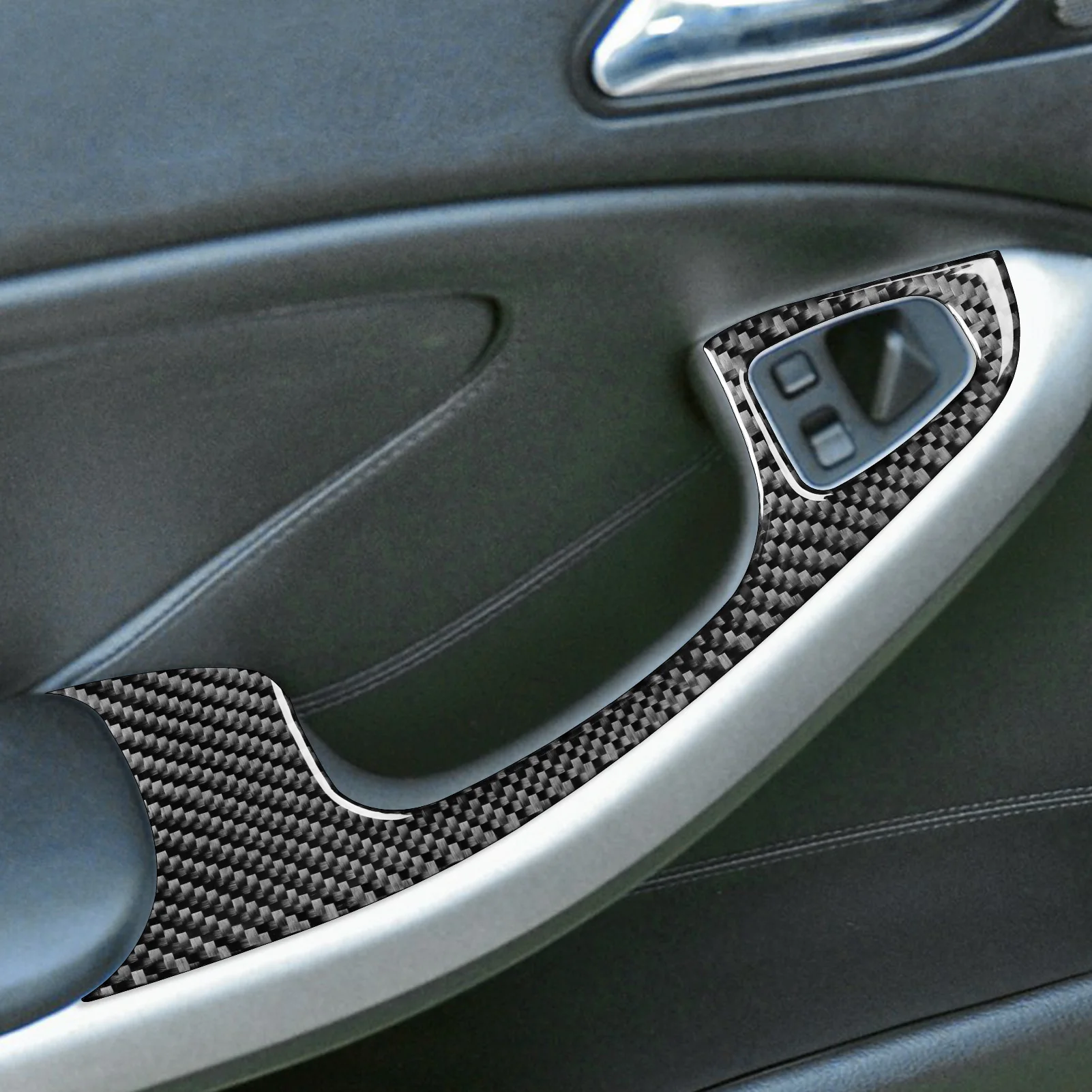 For BMW E46 1998-2005 Carbon Fiber Window Lift Button Frame Panel Trim Cover Car Interior Accessories Decorative Stickers