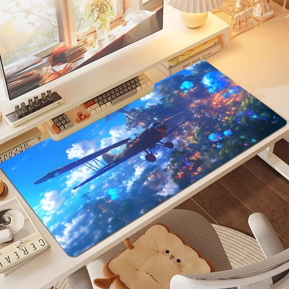 Aerial View Mountain Cloud Sky Large Mouse Pad, Airplane Flying Scenery Desk Mat, Non‑Slip Rubber Base for Gaming Office Home