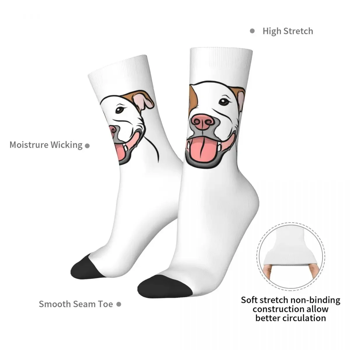 Happy Go Lucky Pit Socks Harajuku Sweat Absorbing Stockings All Season Long Socks Accessories for Man's Woman's Birthday Present