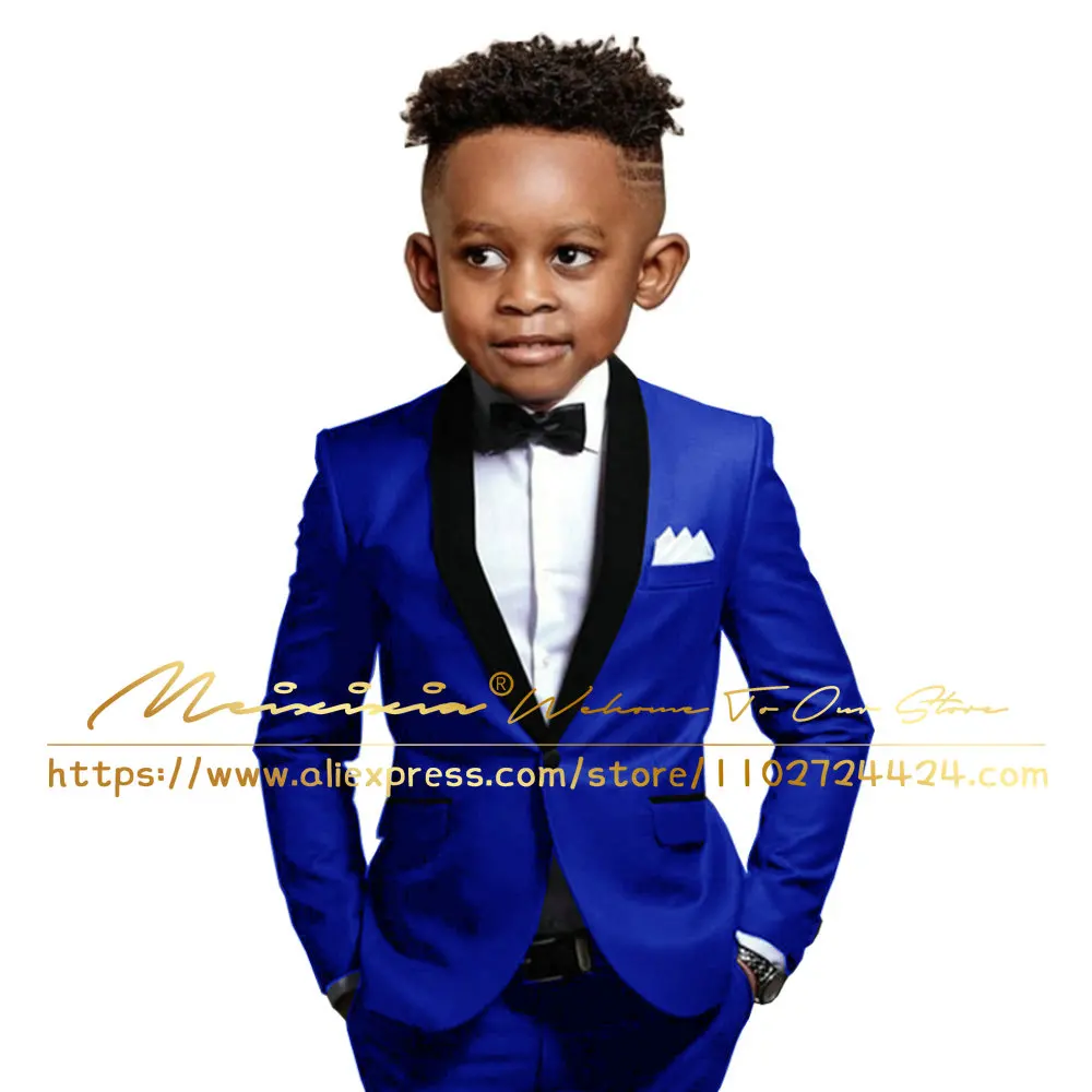 Gold Suit Boys Wedding Formal Jacket Pants 2 Piece Set Shawl Lapel Single Breasted Blazer Kids Formal Party Dress