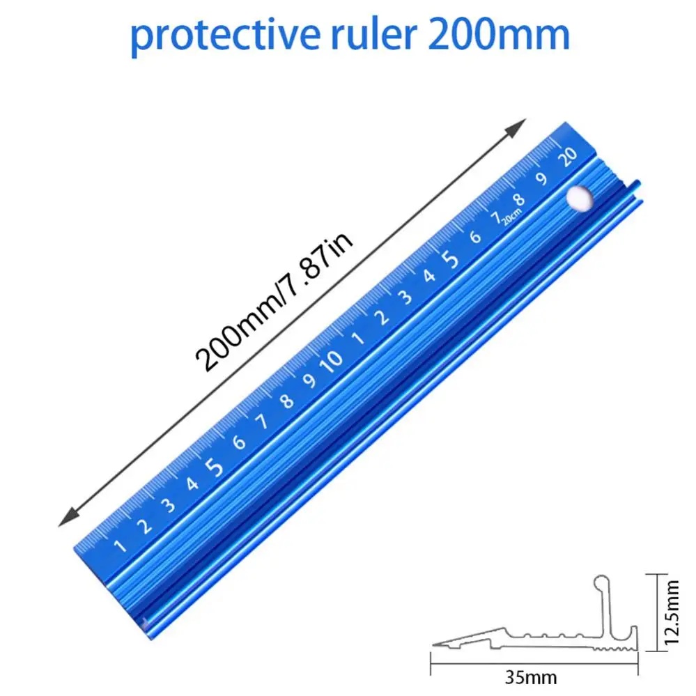 1Piece 200mm / 300mm Thickened Straight Ruler Aluminum Alloy  Protective Rule Straightedge Measuring Tools for Drawing / Cutting