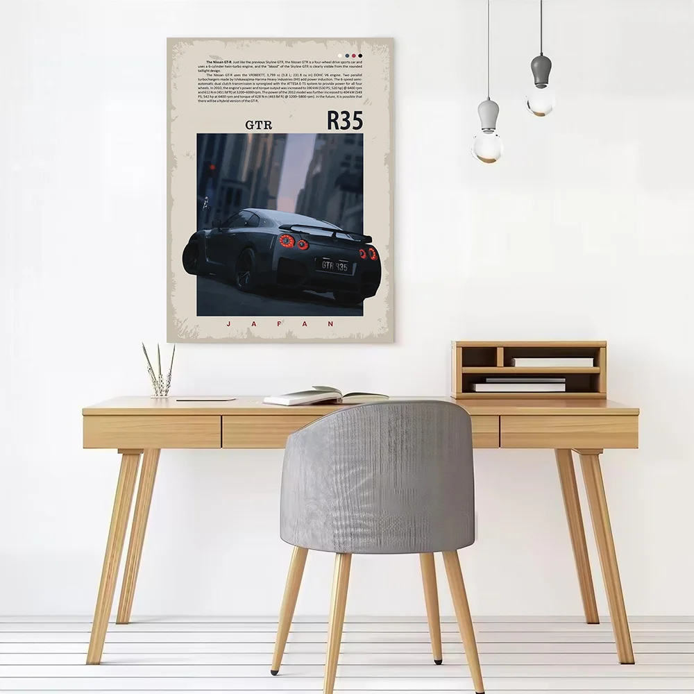 Japanese Car GTR R35 Vintage Poster Customizable Printed Canvas Painting for Pictures Wall Art Interior Decoration Room Decor