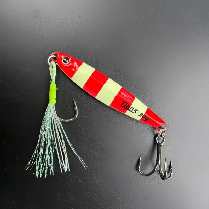 5 Stück Nachtlicht-Metall-Jig, Tiefsee-Angelköder, 25/30/40 g, zum Werfen und Jiggen, künstlicher Köder für Thunfisch, Forelle, Salzwasser und Süßwasser. – Detail 7