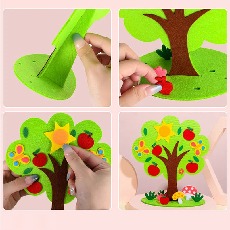 DIY Four Seasons Tree Toys Montessori Arts Crafts Non-weaving Handicrafts Toys Children Gift Early Preschool Educational Toys