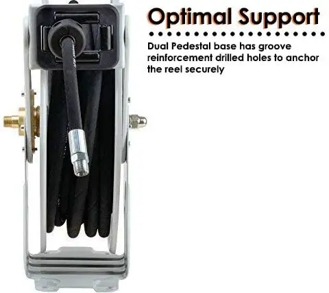 Oil Hose Reel Retractable 1/2" Inch x 50' Foot Long Premium Commercial SAE100R1AT Hose Max 2320 PSI Industrial Dual Ar