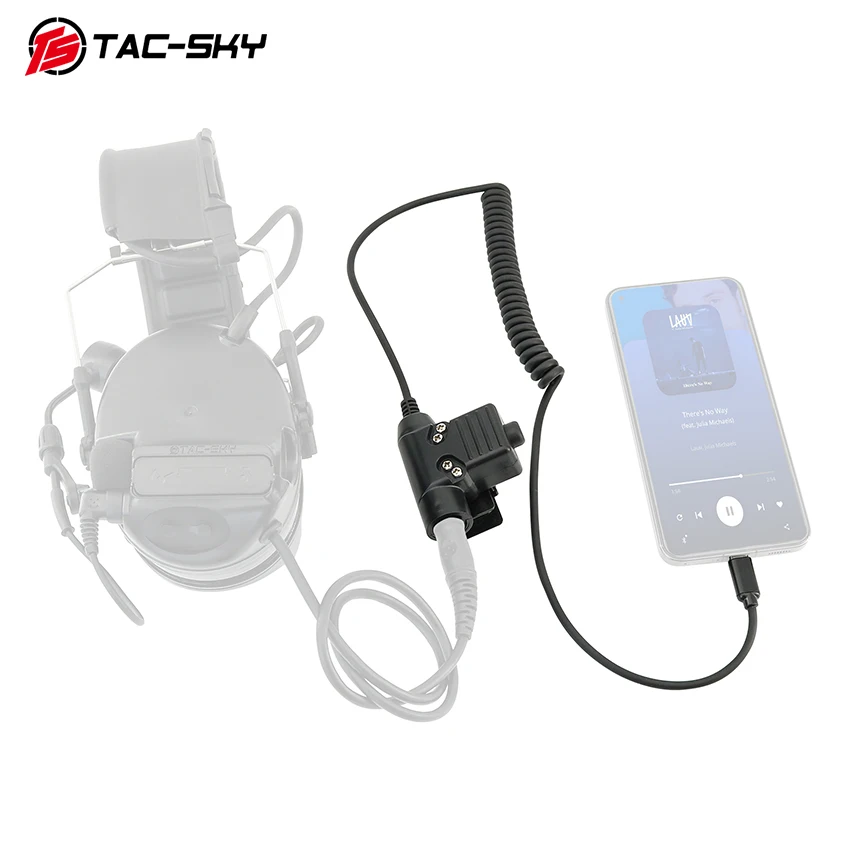 TS TAC-SKY Tactical U94 PTT USB Type-C plug Adapter Compatible with Samsung, Xiaomi, Huawei, OPPO USB Type-C port Mobile Phones