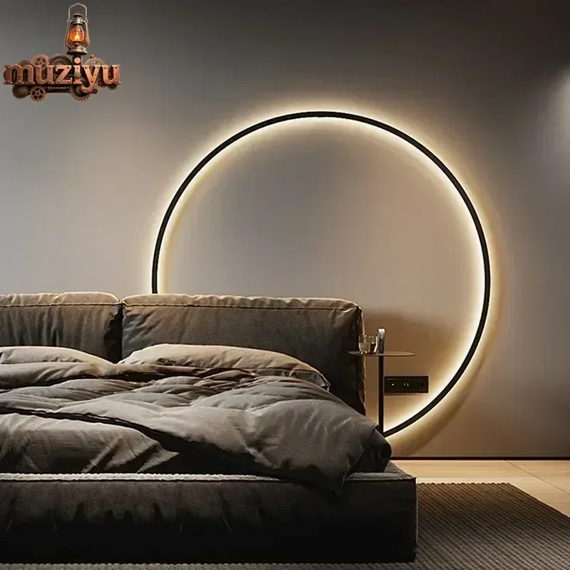 

Muziyu Modern Decor LED Wall Lamp For Bedroom Living Room Home Nordic Design Round Ring Indoor USB Wall Sconce Lighting Fixture