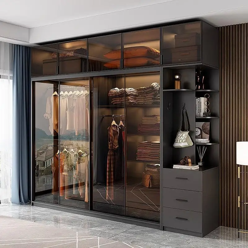

Sliding door, wardrobe, home, bedroom, solid wood, modern, simple, light luxury, Italian, minimalist