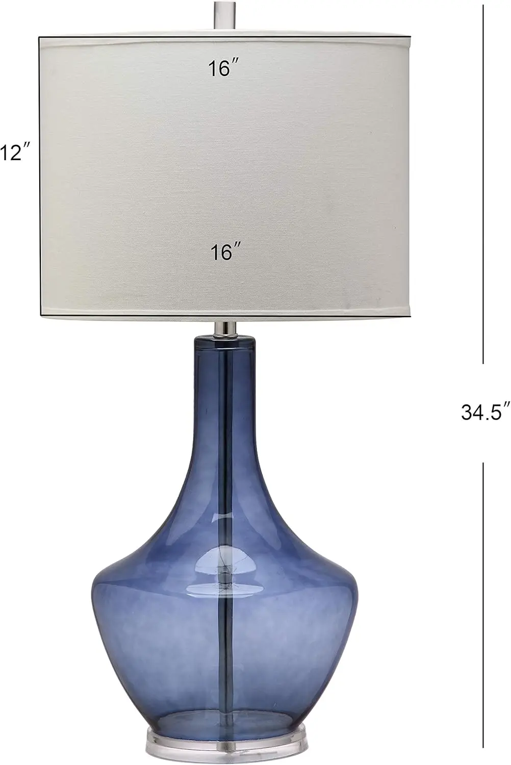 โคมไฟตั้งโต๊ะแก้วสีฟ้าเมอร์คิวรี 35 นิ้วสำหรับห้องนอนห้องนั่งเล่นโฮมออฟฟิศ (รวมหลอดไฟ LED)