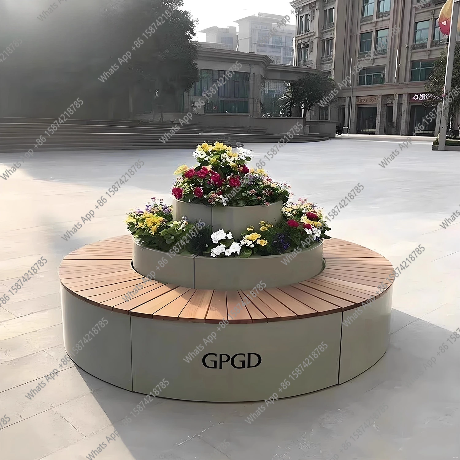 

Outdoor flower box seat combination commercial street milk tea shop outdoor pendulum, waterproof planting round flower slot