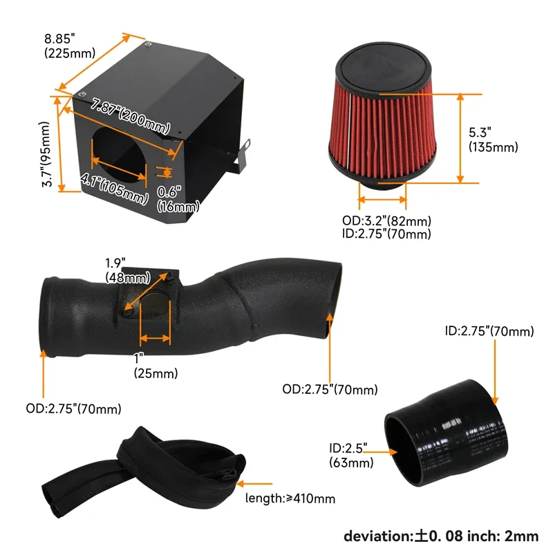 

Fits for Hond Civic Gen 10th 1.5L Turbo 2016-2021 Short Ram Air Intake Pipe & Heat Shield