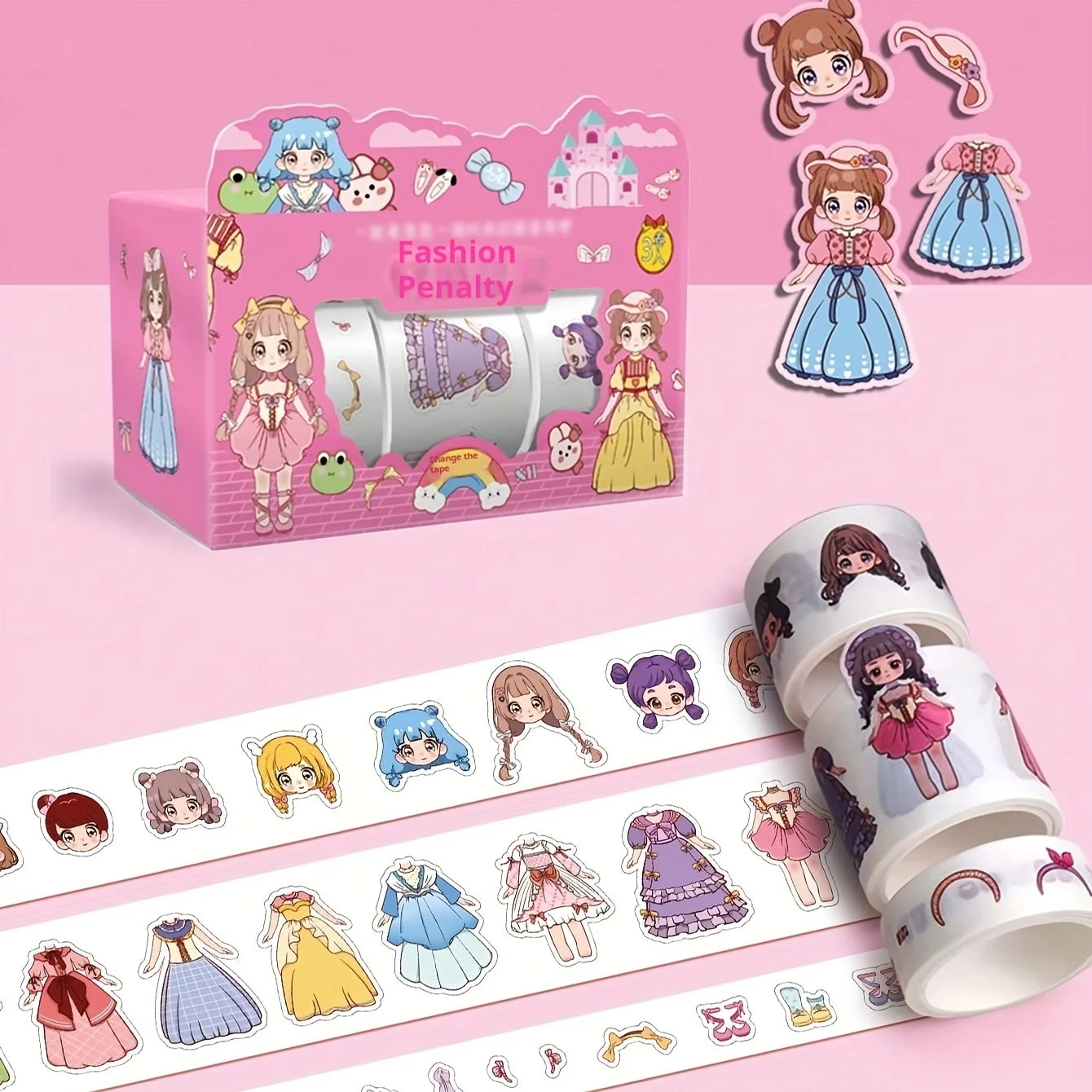 Drei Rollen niedliche Cartoon-Anziehaufkleber, DIY-Aufkleber, Scrapbooking-Aufkleber