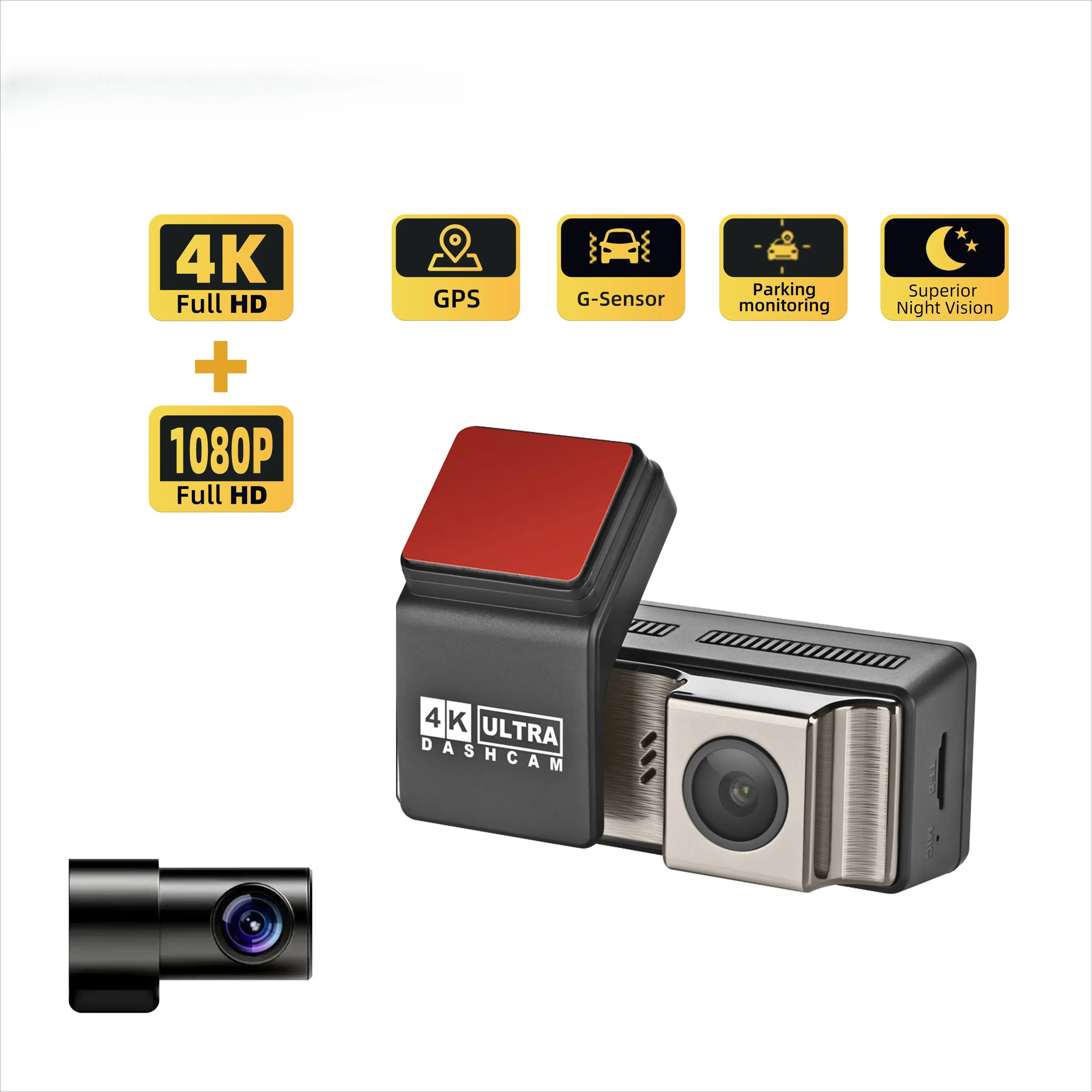 

2-Channel driving recorder F1.5 dual-lens GPS DVR supports ADAS 3.16-inch 4k + 1080P with G sensor port, suitable for night