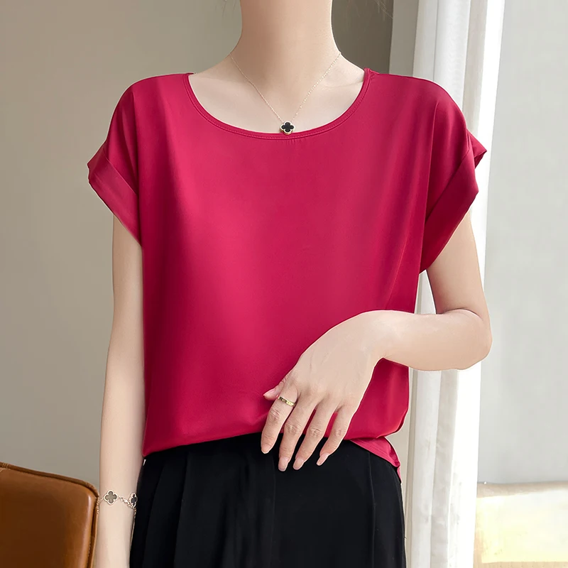 New O-Neck Silk Camisole Ladies Thin Vest Satin Loose Outer Sleeveless Top Summer Suit Insid Sling Mulberry Silk Bottoming Shirt