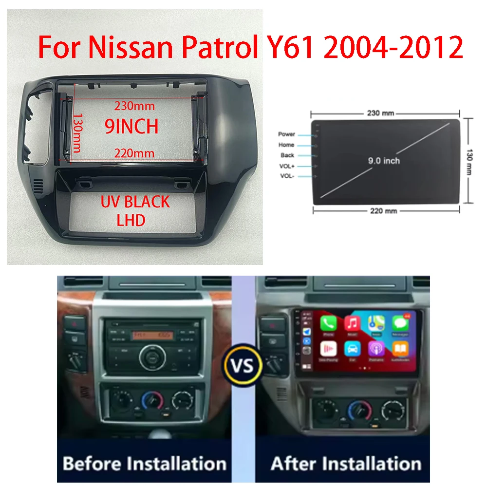 7/9INCH Car Radio Frame Kit For Nissan Patrol Y61 2004 - 2012 Auto Stereo Dash Fascia Trim Bezel Faceplate