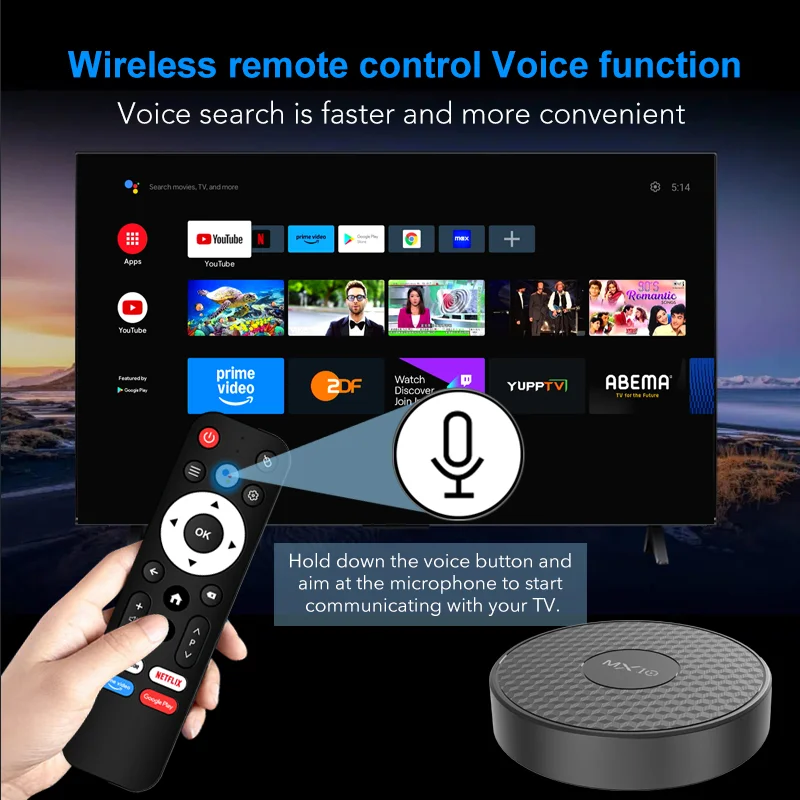 Set-Top TV Box MX10 K3 Corte-A53 Allwinner H313 Mali-G31 Build in Wi-Fi 2.4G/5G+BT4 4K Media Player Support Voice Remote Control