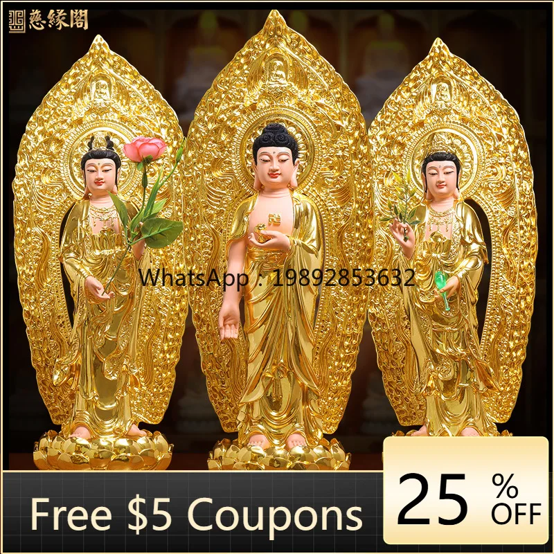 Three Saints Buddha Statue Offering Shakyamuni Amitabha Buddha Statue Guanyin Bodhisattva Statue for Home Use