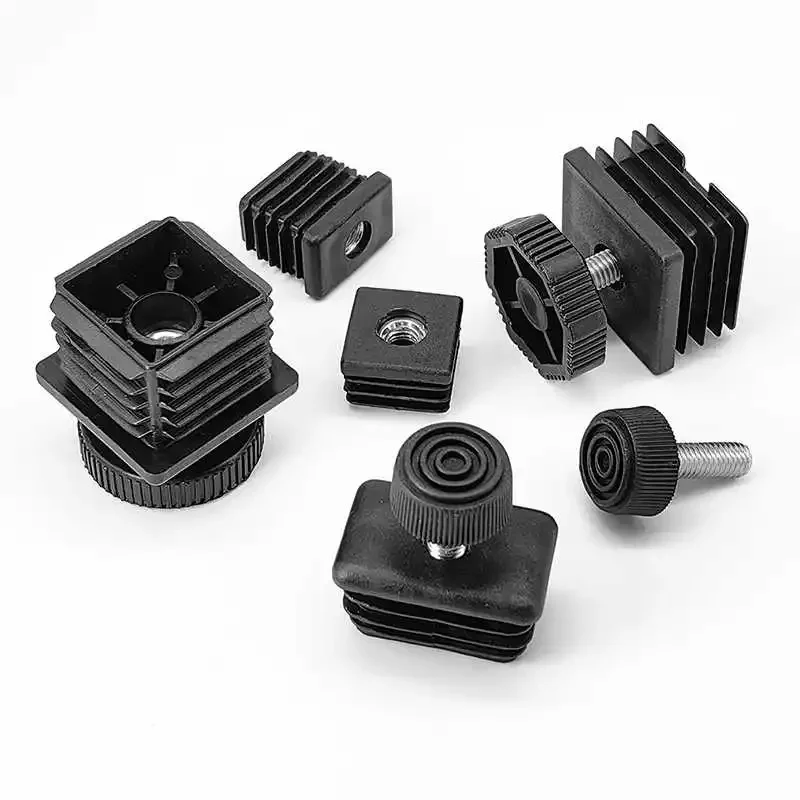 Square Adjustable Foot Pad PP Nut Tube Plug Furniture Tube Cover 15X30mm-100X100mm M5 M6 M8 M10 Shock-Absorbing Protection