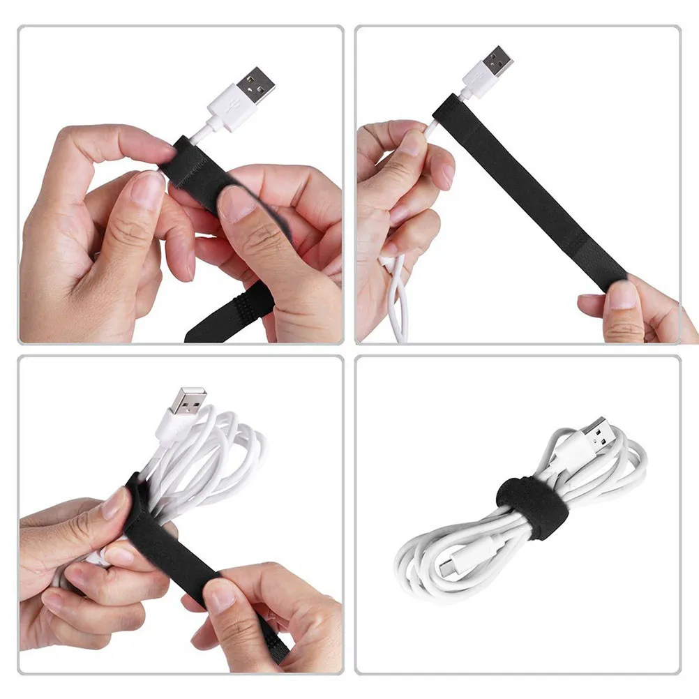 20Pcs Candy Color Reusable Cable Straps Nylon Hook Loop Fasteners Strong Adhesive Low Profile Cord Organizer for Electronics