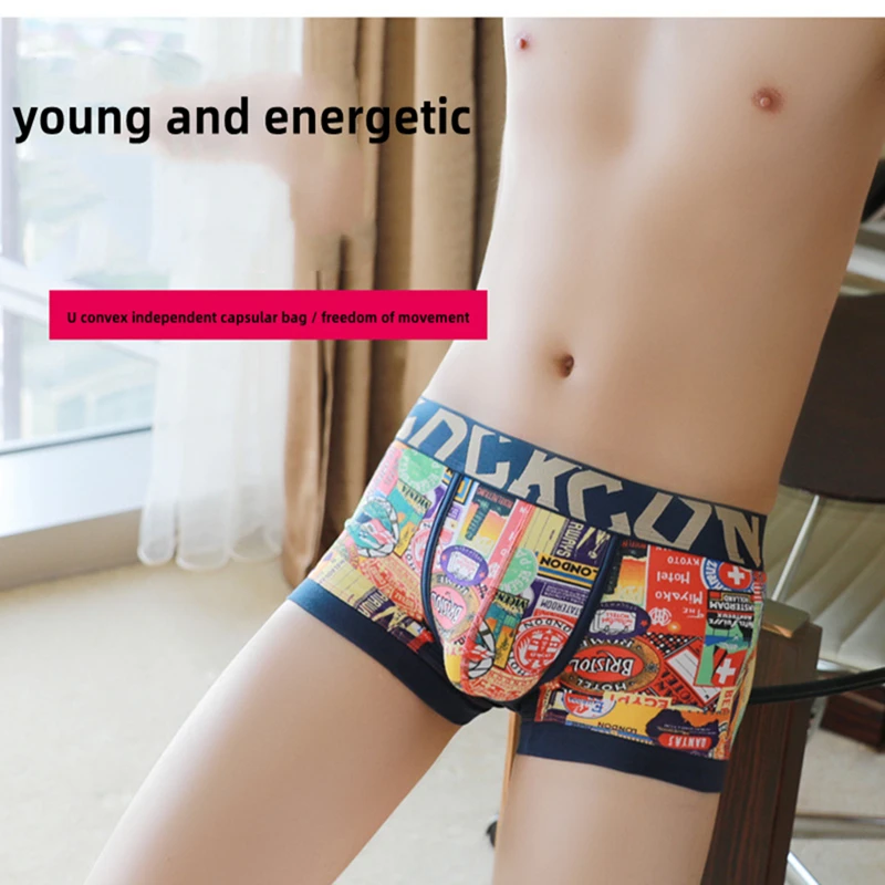 underpants man Graffiti Funny Men\'s Panties Cotton boxers mens Underwear Breathable Male boxer briefs shorts for men