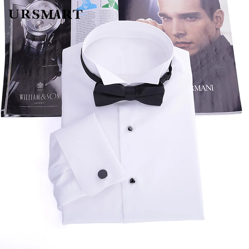 2024 new Dress collar French shirt slim groom wedding host Tuxedo Shirts men's shirts formal