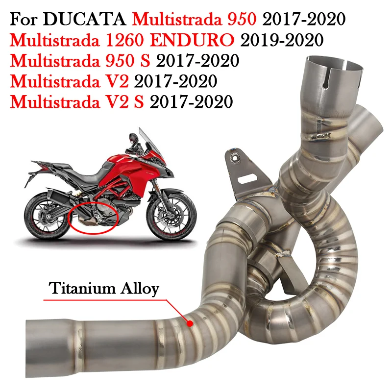 Slip On For DUCATA Multistrada 950 V2 S 1260 ENDURO 2017 - 2020 Motorcycle Exhaust Titanium Alloy Modify Escape Middle Link Pipe