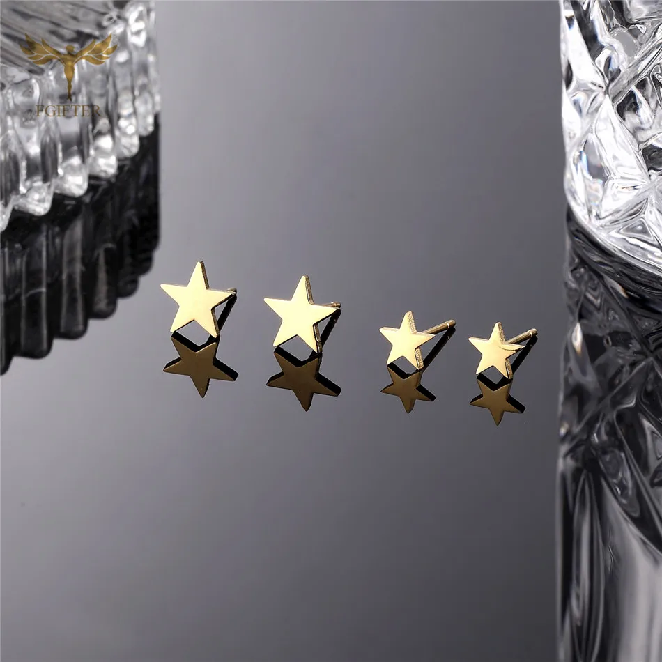 12 Pairs Set Golden Star Earrings For Women Men Girl Minimalist Small Ear Studs Stainless Steel Jewelry Accessories Wholesale