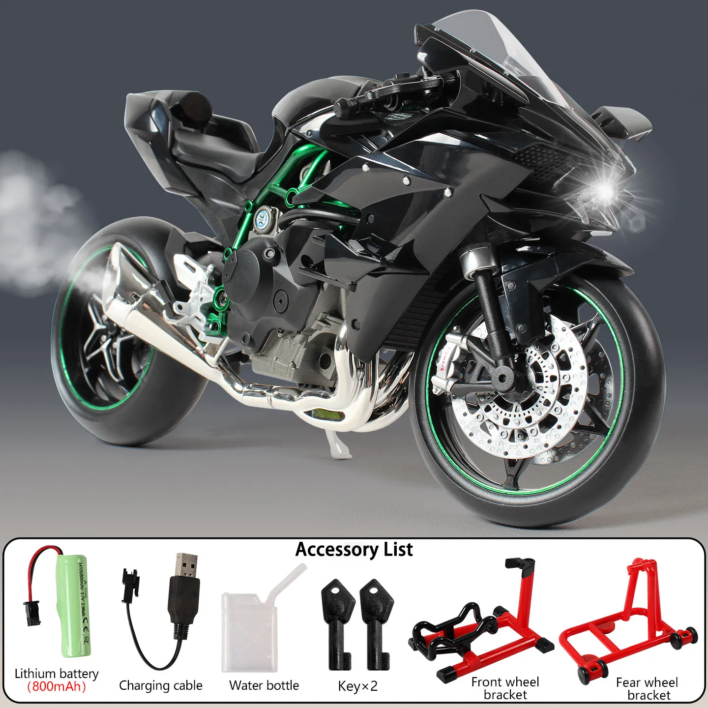 

Модель мотоцикла из динамического сплава с LED-подсветкой, звуком и регулируемой дроссельной заслонкой, игрушечный мотоцикл, украшение для стола, транспортное средство