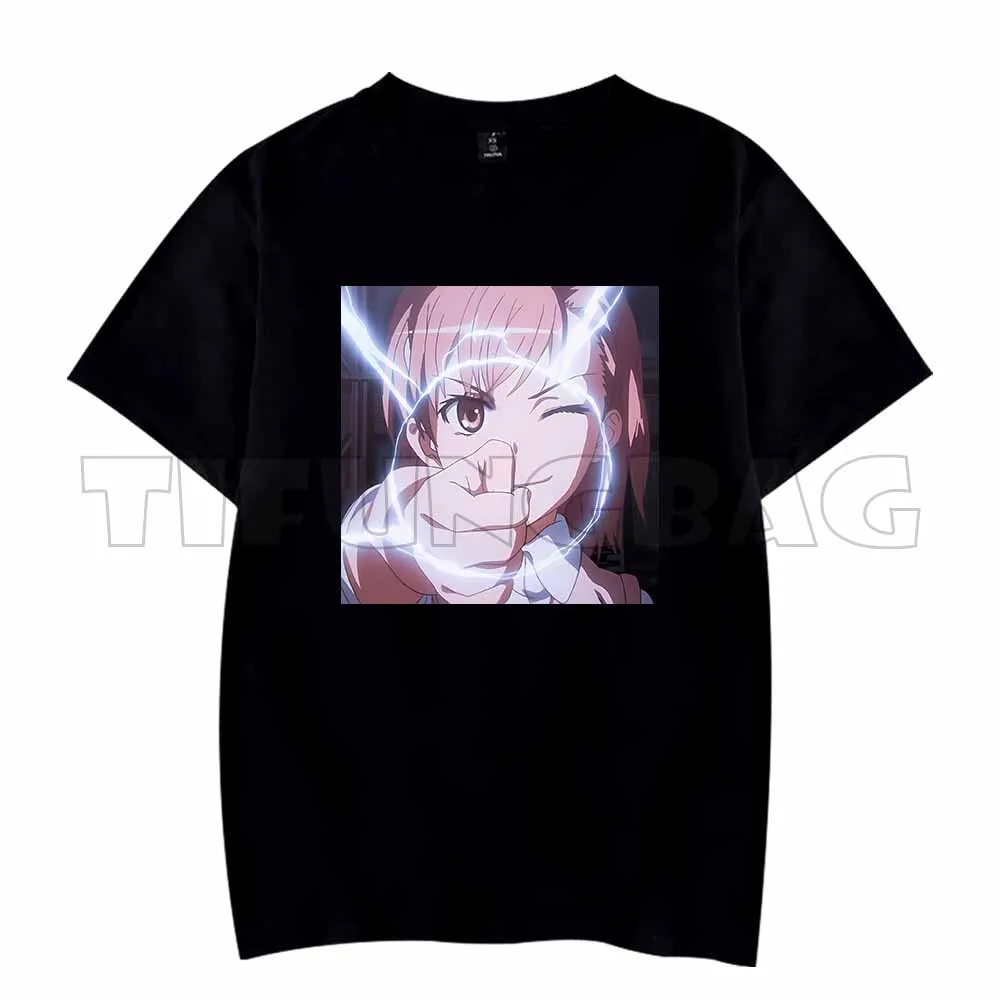 Anime A Certain Scientific Railgun Espers Mikoto Misaka Fashion T-Shirts Short Sleeve O Neck Tops Women Men T Shirt Tee Unisex