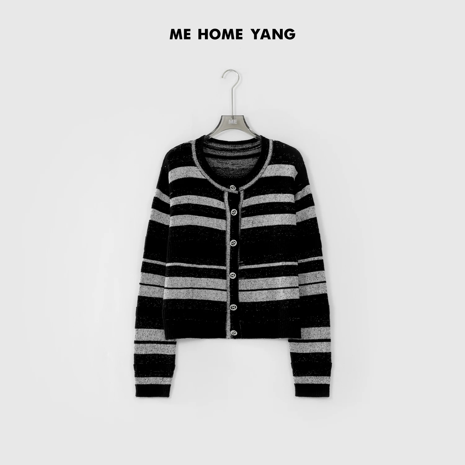 

Вязаный повседневный модный универсальный свитер ME Bla Tea Seed Long Sve MEQS048, весенний сезон, круглый вырез, средней длины, кардиган