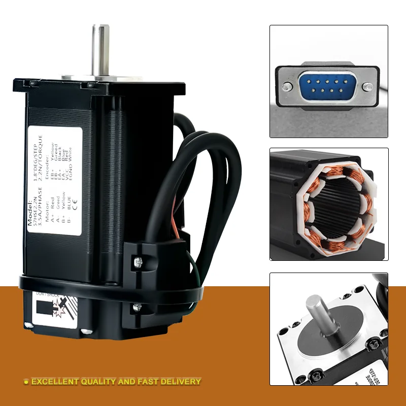 Imagem -03 - Sistema de Loop Fechado: Loop Fechado Motor dc Mais Cabo 3m com Híbrido Servo Driver Hbs57h & Fonte de Alimentação 2kit 3kit 4kit Nema23