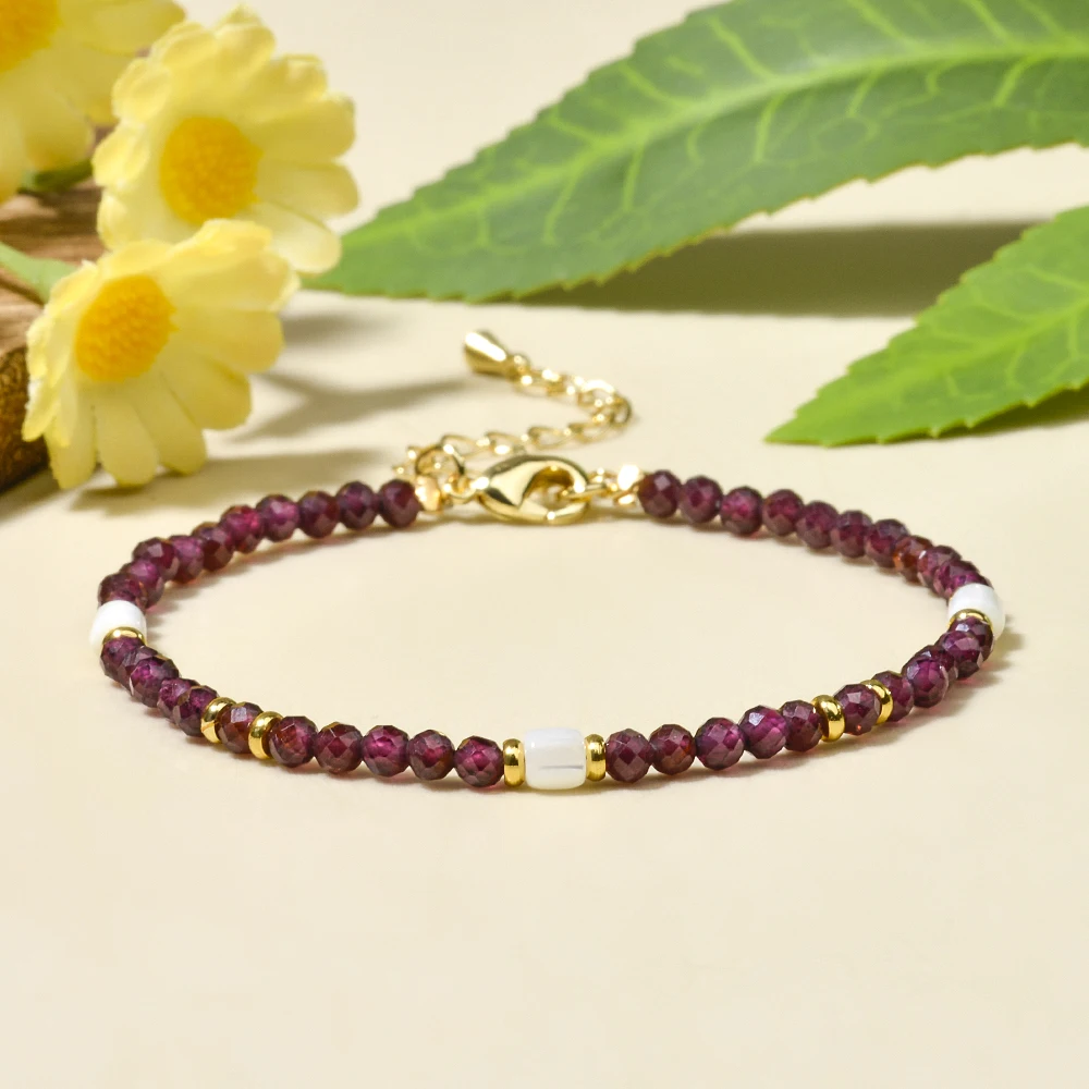 تصميم بوهيمي 3 مم من حجر الجمشت الطبيعي خرز دائري الأوجه وسوار خرز على شكل صدفة للنساء للعطلات والارتداء اليومي #3