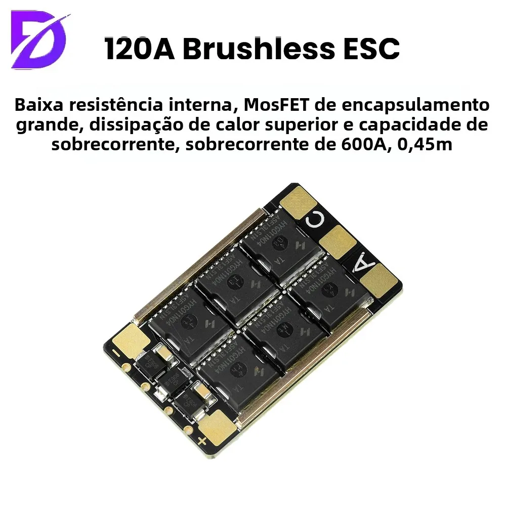 Controlador de velocidade sem escova 3-8S AM32 ESC 120A com 5.2V/7.2V 4A BEC integrado para modelos RC Drones e ventiladores de alta potência
