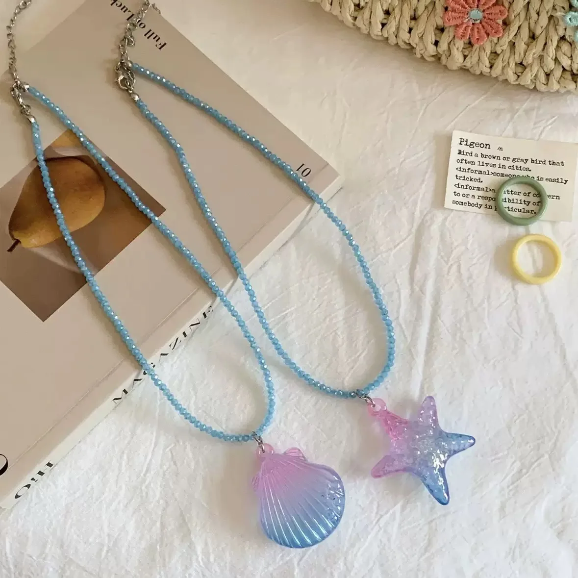 Trendige elegante Strand-Schmuckstücke, farbige Seestern-Anhänger-Halskette für Damen, modische Party-Schmuckaccessoires