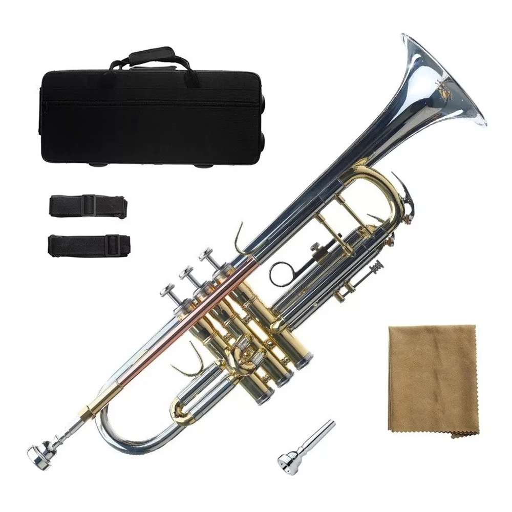 

High End Luxury Double Pole Support Gold+Nickel Plating+Phosphorous Copper Process Bb Imported Brass Trumpet