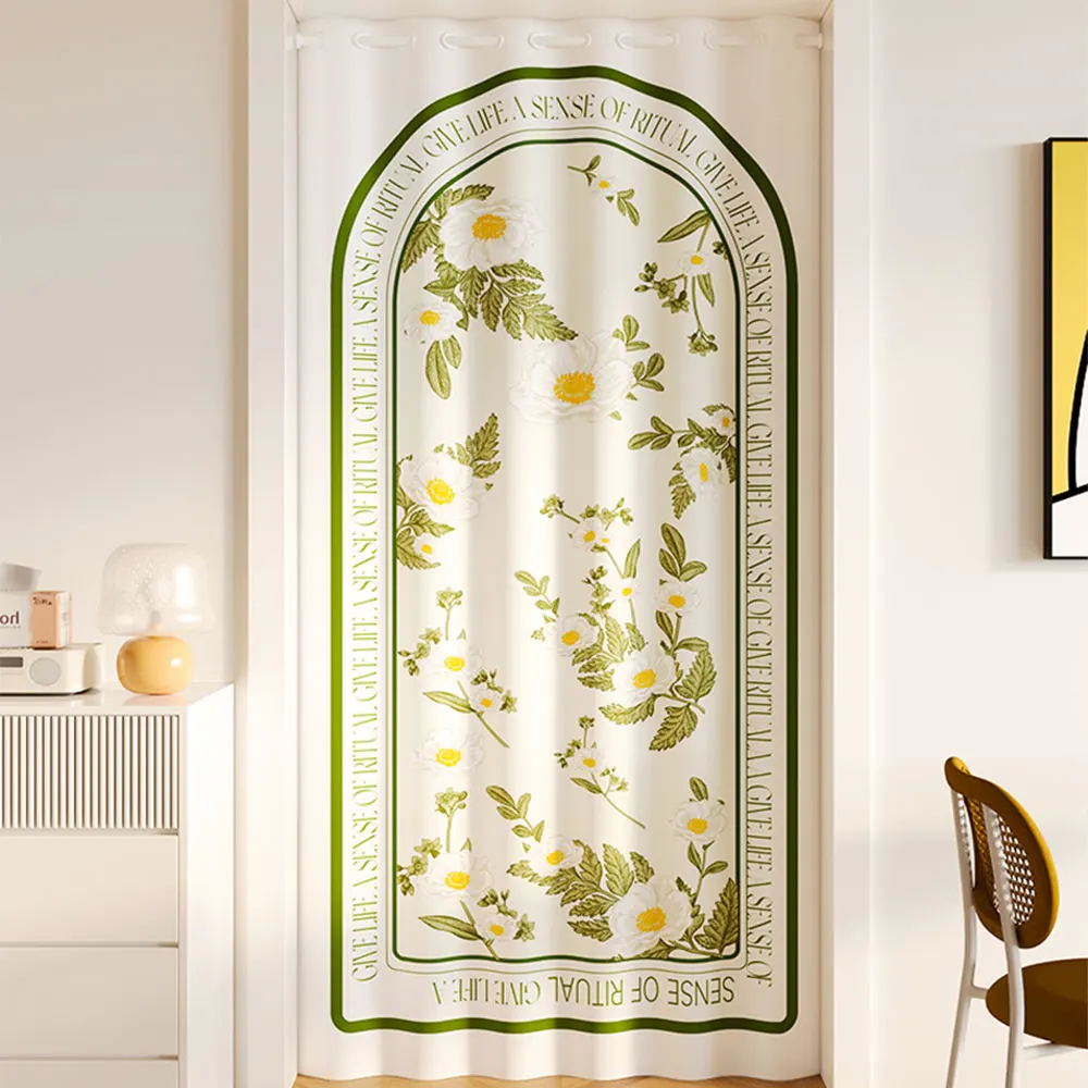 Printed Door Curtain Velvet Material Doorway Curtain Windproof and Thermal Insulation Suitable for Bedroom Living Room Hallway